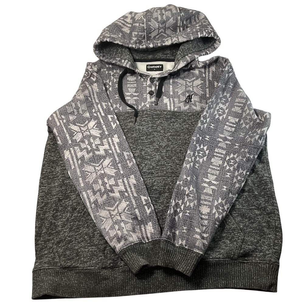 Hooey Jimmy Grey Aztec Southwestern Western Cowboy Hoodie Men’s Small
